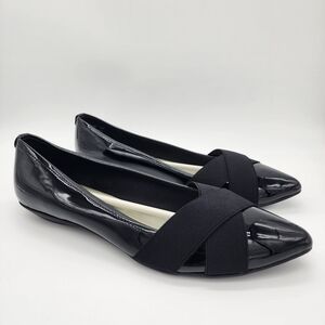 Anne Klein Flex Oalise Ballet Flats Black Patent Size 11 NEW